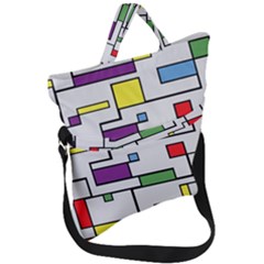 Colorful Rectangles Fold Over Handle Tote Bag by LalyLauraFLM