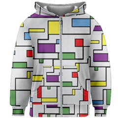 Colorful Rectangles Kids  Zipper Hoodie Without Drawstring by LalyLauraFLM