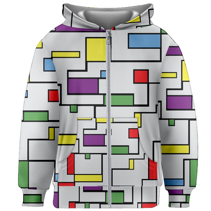 Colorful Rectangles Kids  Zipper Hoodie Without Drawstring