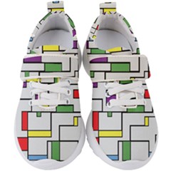 Colorful Rectangles Kids  Velcro Strap Shoes by LalyLauraFLM