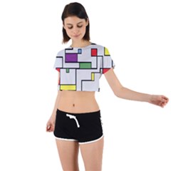 Colorful Rectangles Tie Back Short Sleeve Crop Tee by LalyLauraFLM