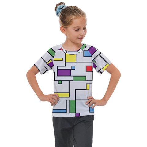 Colorful Rectangles Kids  Mesh Piece Tee by LalyLauraFLM