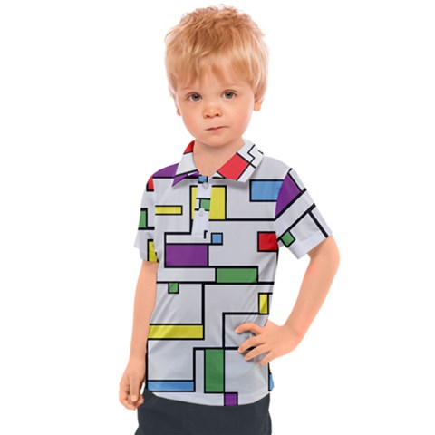 Colorful Rectangles Kids  Polo Tee by LalyLauraFLM