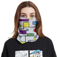 Colorful Rectangles Face Covering Bandana (two Sides) by LalyLauraFLM