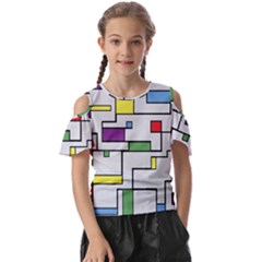 Colorful Rectangles Kids  Butterfly Cutout Tee by LalyLauraFLM