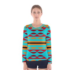 Shapes On A Blue Background Women s Long Sleeve Tee