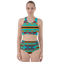 Shapes On A Blue Background Racer Back Bikini Set