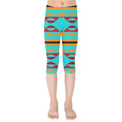 Shapes On A Blue Background Kids  Capri Leggings 