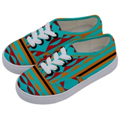 Shapes On A Blue Background Kids  Classic Low Top Sneakers