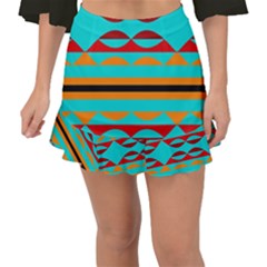 Shapes On A Blue Background Fishtail Mini Chiffon Skirt