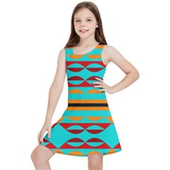 Shapes On A Blue Background Kids  Lightweight Sleeveless Dress