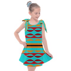 Shapes On A Blue Background Kids  Tie Up Tunic Dress