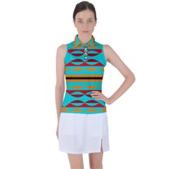 Shapes On A Blue Background Women s Sleeveless Polo Tee