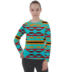 Shapes On A Blue Background Women s Long Sleeve Raglan Tee