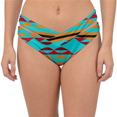 Shapes On A Blue Background Double Strap Halter Bikini Bottom