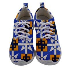 Shapes On A Blue Background                                                        Women Athletic Shoes by LalyLauraFLM