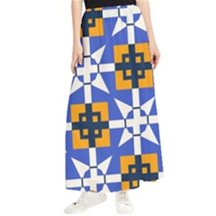 Shapes On A Blue Background                                                          Maxi Chiffon Skirt