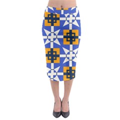 Shapes On A Blue Background                                                             Midi Pencil Skirt by LalyLauraFLM