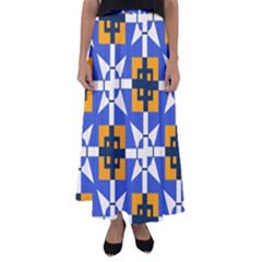 Shapes On A Blue Background                                                         Flared Maxi Skirt by LalyLauraFLM