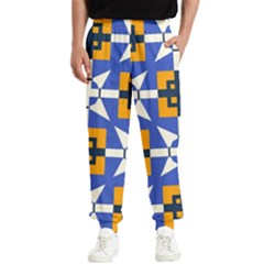 Shapes On A Blue Background                                                        Men s Elastic Waist Pants by LalyLauraFLM