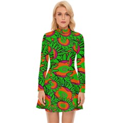 Zoas Pattern Long Sleeve Velour Longline Dress by SeaworthyClothing