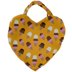 Ice Cream On An Orange Background Pattern                                                             Giant Heart Shaped Tote by LalyLauraFLM