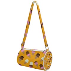 Ice Cream On An Orange Background Pattern                                                       Mini Cylinder Bag by LalyLauraFLM