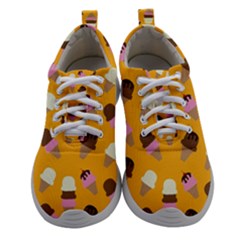 Ice Cream On An Orange Background Pattern                                                          Women Athletic Shoes by LalyLauraFLM