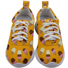 Ice Cream On An Orange Background Pattern                                                          Kids Athletic Shoes by LalyLauraFLM