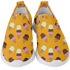 Ice Cream On An Orange Background Pattern                                                          Kids  Slip On Sneakers by LalyLauraFLM