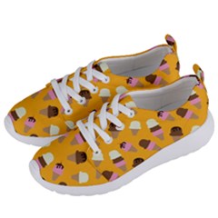 Ice Cream On An Orange Background Pattern                                                          Women s Lightweight Sports Shoes by LalyLauraFLM