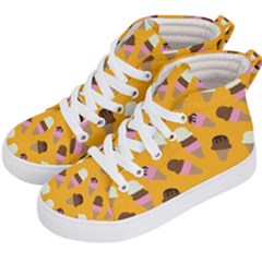 Ice Cream On An Orange Background Pattern                                                          Kid s Hi-top Skate Sneakers