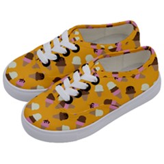 Ice Cream On An Orange Background Pattern                                                          Kids  Classic Low Top Sneakers by LalyLauraFLM