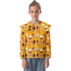 Ice Cream On An Orange Background Pattern                            Kids  Peter Pan Collar Blouse by LalyLauraFLM