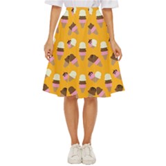 Ice Cream On An Orange Background Pattern                            Classic Short Skirt