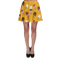 Ice Cream On An Orange Background Pattern                                                             Skater Skirt by LalyLauraFLM