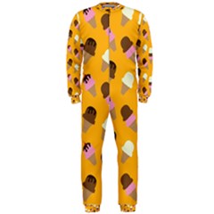 Ice Cream On An Orange Background Pattern                                                             Onepiece Jumpsuit (men) by LalyLauraFLM