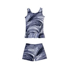 Monochrome Smudge Kids  Boyleg Swimsuit