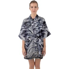 Monochrome Smudge Half Sleeve Satin Kimono 