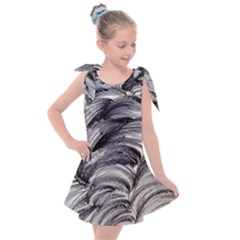 Monochrome Smudge Kids  Tie Up Tunic Dress by kaleidomarblingart