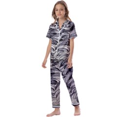 Monochrome Smudge Kids  Satin Short Sleeve Pajamas Set by kaleidomarblingart