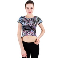 Mixed Media Petals Crew Neck Crop Top