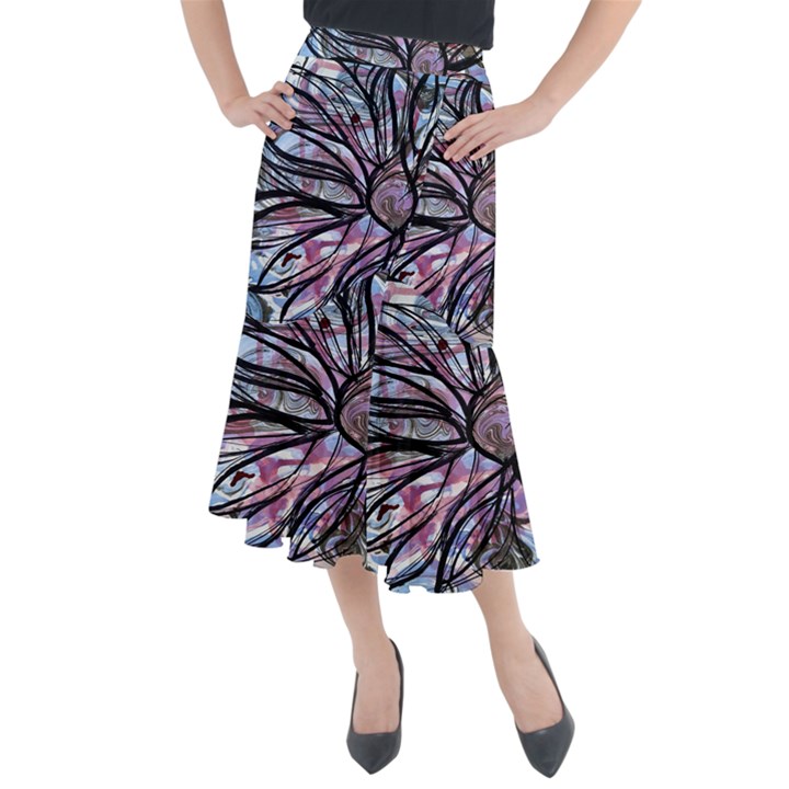 mixed media petals Midi Mermaid Skirt