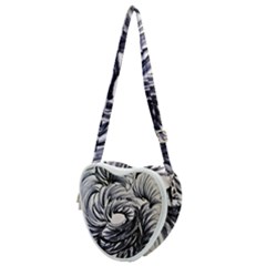 Mono Patterns Heart Shoulder Bag by kaleidomarblingart