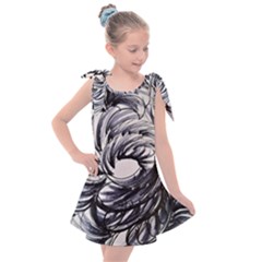 Mono Patterns Kids  Tie Up Tunic Dress by kaleidomarblingart