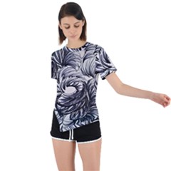 Mono Patterns Asymmetrical Short Sleeve Sports Tee by kaleidomarblingart