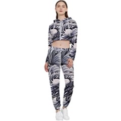 Mono Patterns Cropped Zip Up Lounge Set