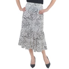 Mono Swirls Midi Mermaid Skirt by kaleidomarblingart