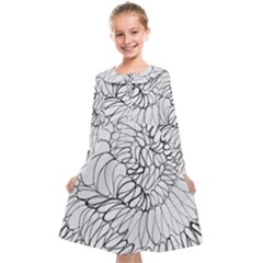 Mono Swirls Kids  Midi Sailor Dress by kaleidomarblingart