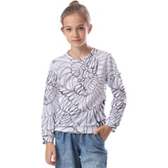 Mono Swirls Kids  Long Sleeve Tee With Frill 